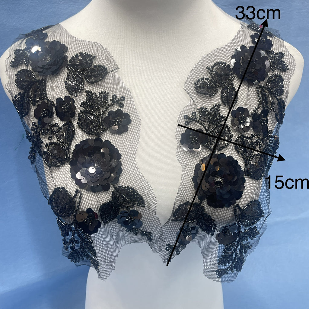 3D Lace Appliqué with Beading, Sequins & Embroidery – Sparkling DIY Patch for Wedding Dresses, Evening Gowns & Bridal Fashion Sewing Projects