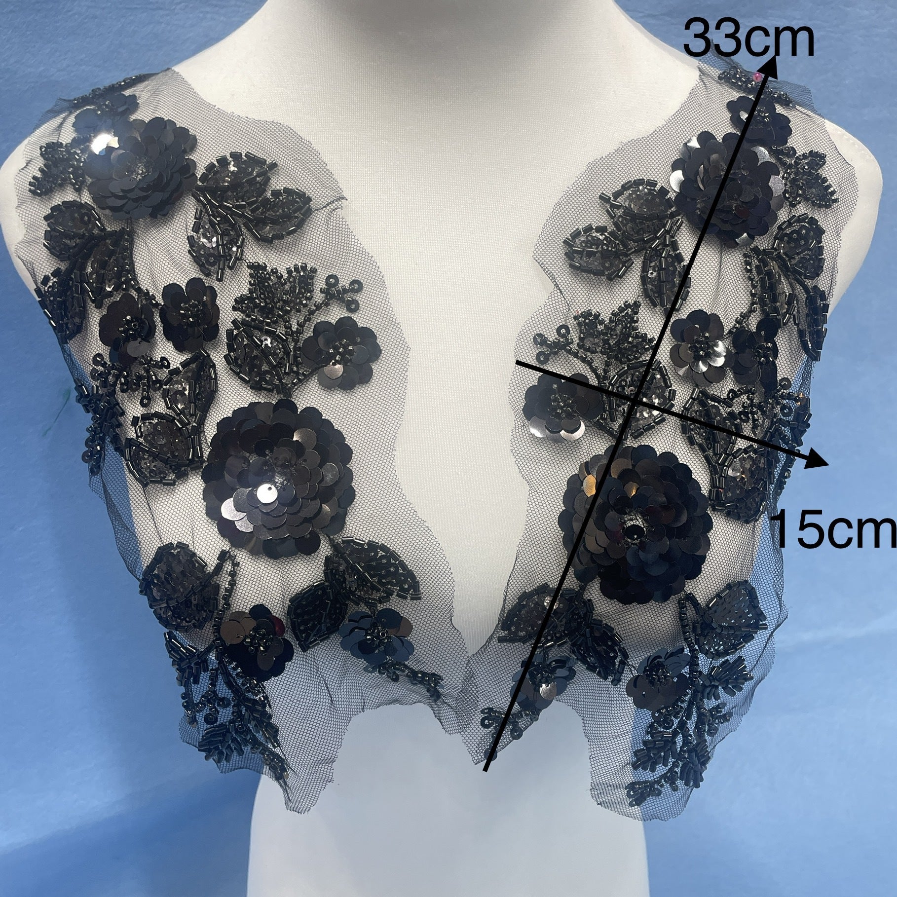 3D Lace Appliqué with Beading, Sequins & Embroidery – Sparkling DIY Patch for Wedding Dresses, Evening Gowns & Bridal Fashion Sewing Projects