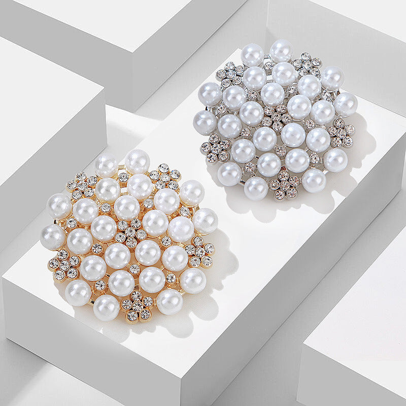Women's Eco Alloy Camellia Brooch - Crystal Pearl Flower Pin, Korean-Inspired Luxury Fashion Jewelry