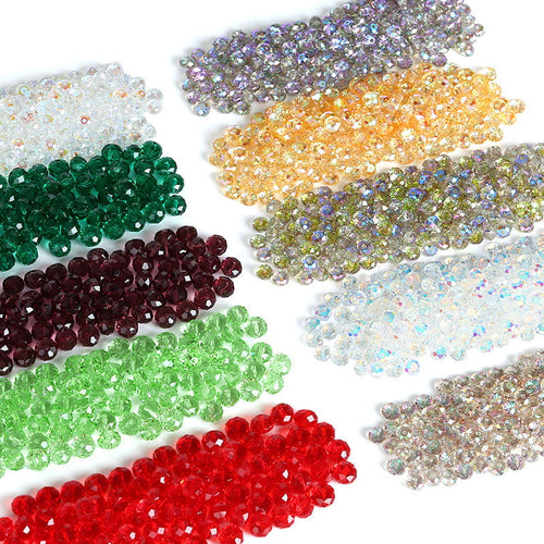 3a Plated Aurora Iridescent Glass Crystal Beads - Faceted Flat Round Loose Beads For Diy Jewelry Accessories