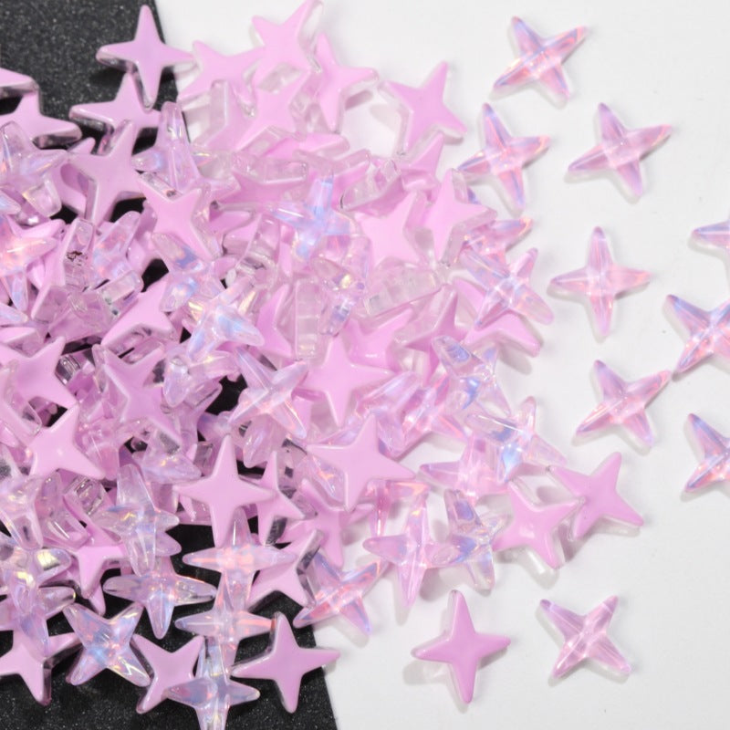 K9 Glass Mocha Aurora 4-Point Star Rhinestones – Flat-Back Iridescent Gems for Nail Art & Phone Charms