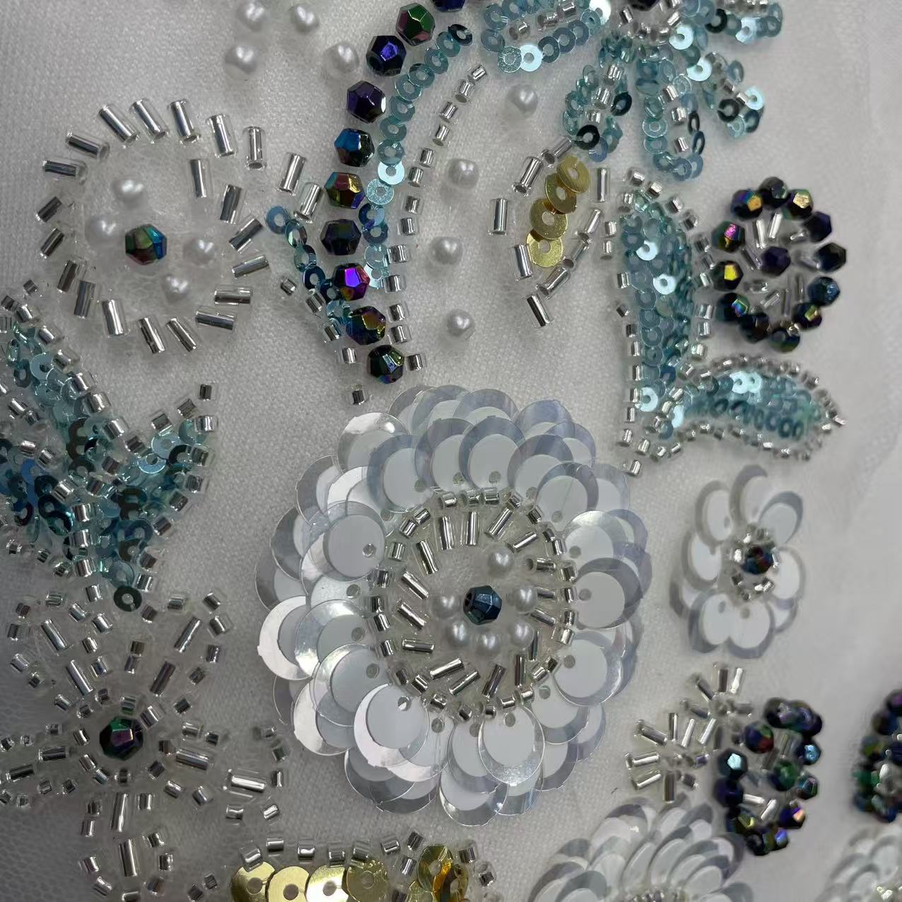 Heavy - Duty Appliqué Embroidered Collar Flower with Beading - 3D Beaded Embroidery for Wedding Dress DIY, Hot - Selling Accessory