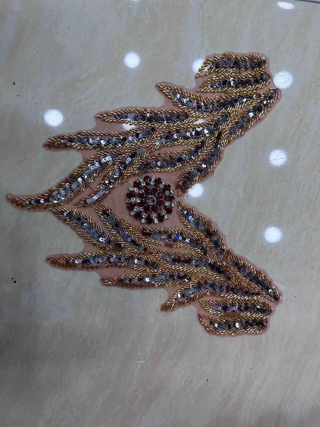 Multicolor Hand-Beading Lace Trim with Crystal Glass Rhinestones & Seed Beads – Embellished DIY Appliqué for Wedding Dresses, Evening Gowns, Qipao & Bridal Fashion Sewing Projects