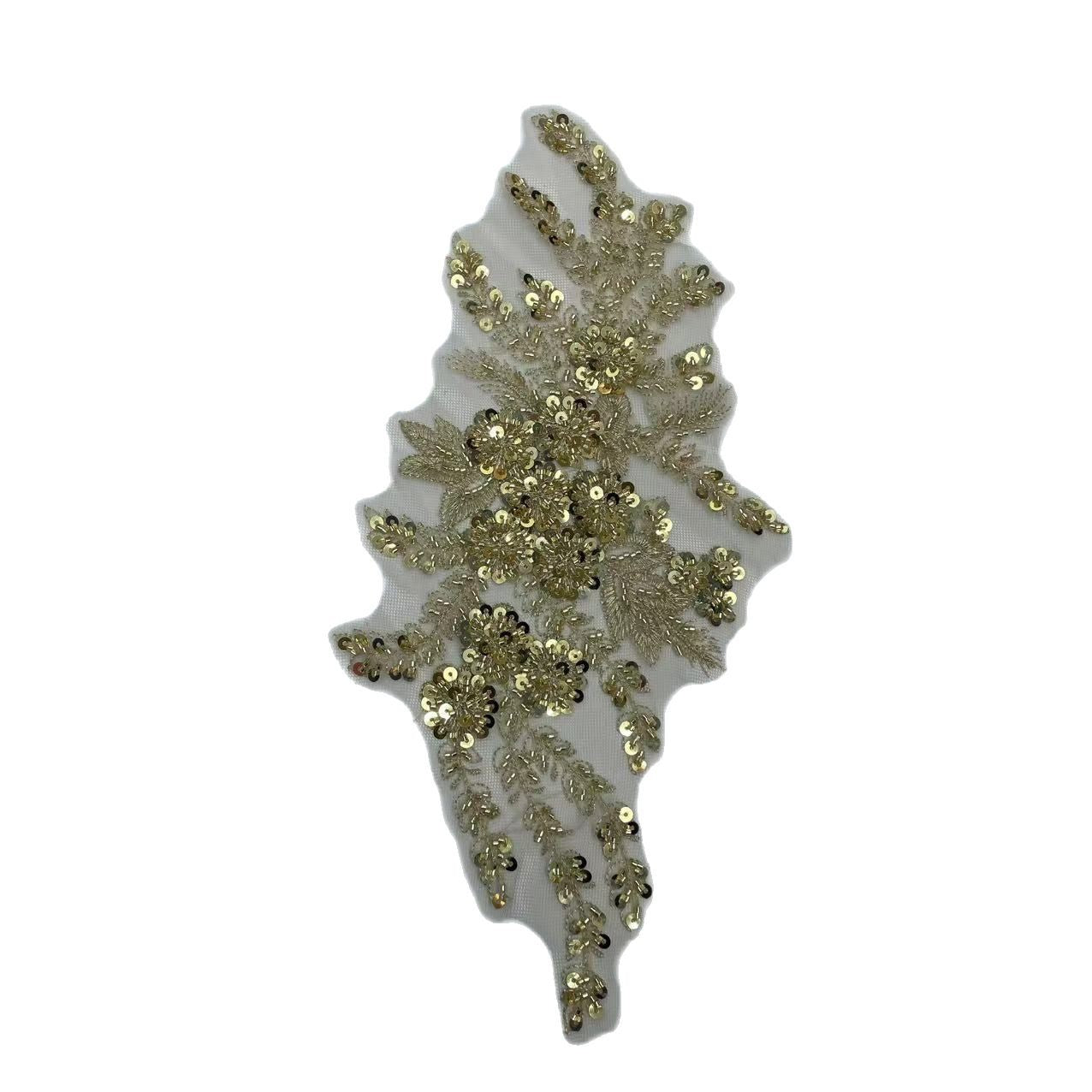 Color-Block 3D Embroidered Appliqué with Tube Beads & Lace – Minimalist Chic Patch for Sweaters, Jackets & DIY Fashion Embellishment