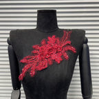 3D Embroidered Lace Floral Appliqué - Decorative Trim for Dresses & DIY Fashion