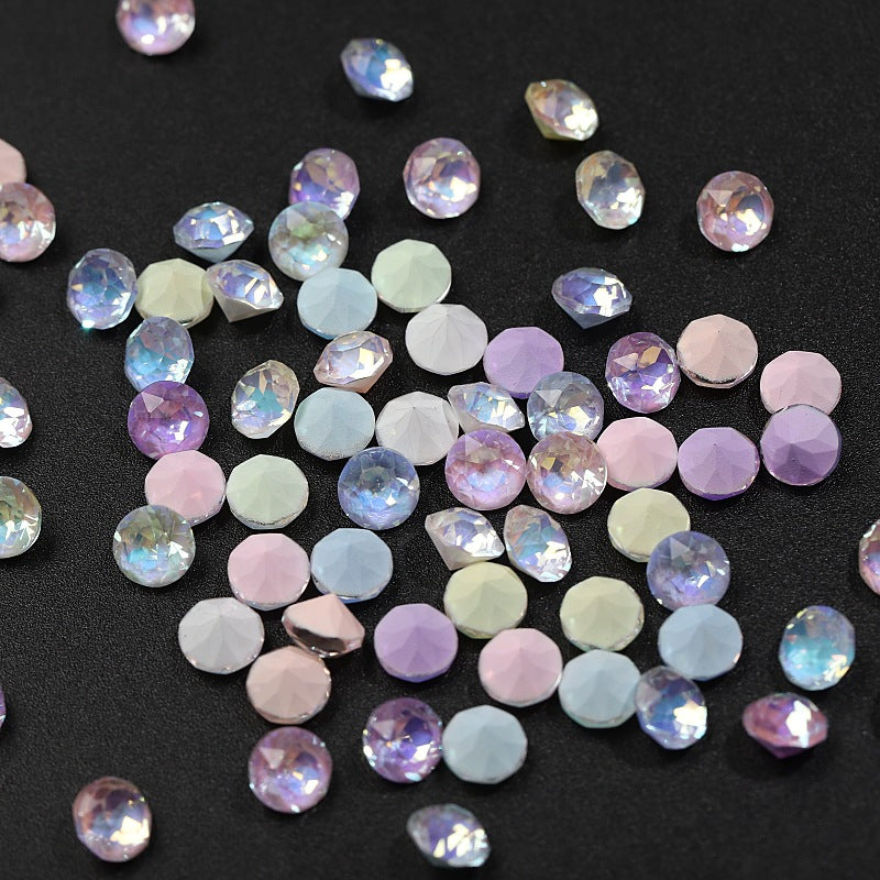 33-Facet 8mm Mocha Gradient Pointed-Back Nail Rhinestones – Mini Stacked Crystal Gems for DIY Manicure, Bag & Apparel Embellishments