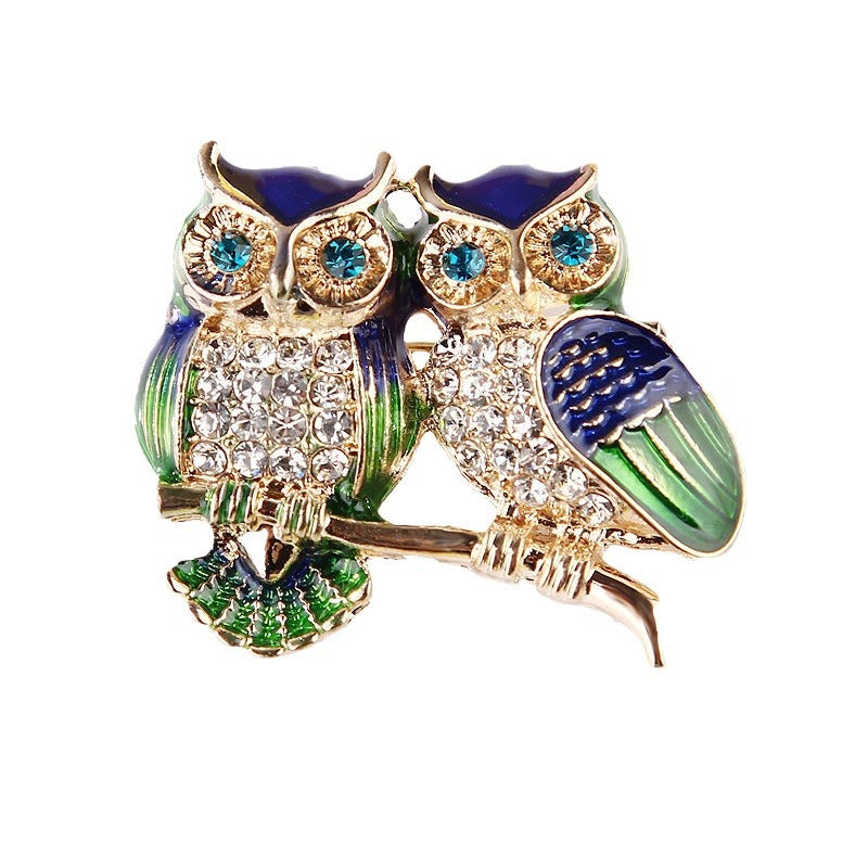 Quirky Twin Owl Brooch Pin - Creative Cartoon Kawaii Animal Jewelry, J-Korea Style Statement Accessory