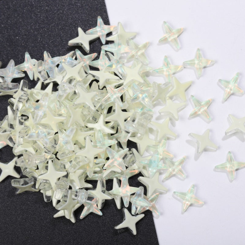 K9 Glass Mocha Aurora 4-Point Star Rhinestones – Flat-Back Iridescent Gems for Nail Art & Phone Charms