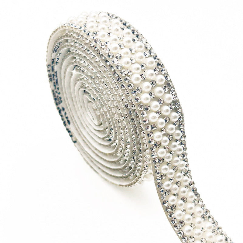 Pearl Rhinestone Strip, Self-adhesive Rhinestone Strip, Diy Jewelry Accessory, Shoe And Bag Decoration, Clothing Rhinestone Patch