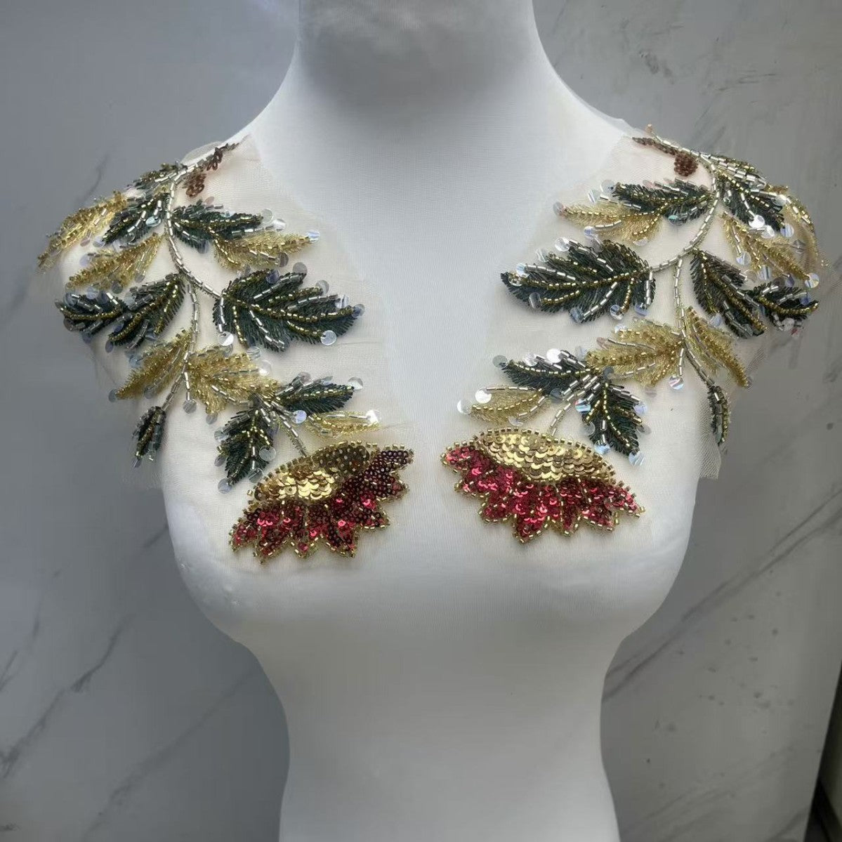 Multicolor Floral Lace Trim with Beaded & Rhinestone Embellishment – Sparkling Appliqué for Wedding Dresses, Evening Gowns & Bridal DIY Sewing Projects