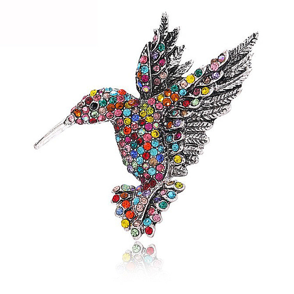 Retro Woodpecker Brooch - Full Crystal Rhinestone Eco Alloy Bird Pin, Vintage Style Women's Fashion Jewelry