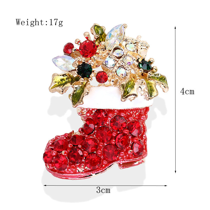 Women's Christmas Brooches Set - New Fashion Santa Tree Reindeer Wreath Snowflake Bell Pins