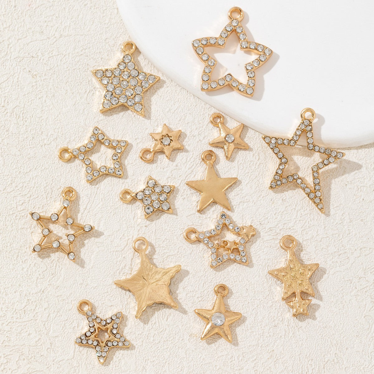 Cross Border Hollow Pentagram Diamond Inlaid Small Pendant Alloy Jewelry Accessories Diy Accessories Pendant Bracelet Clothing Material