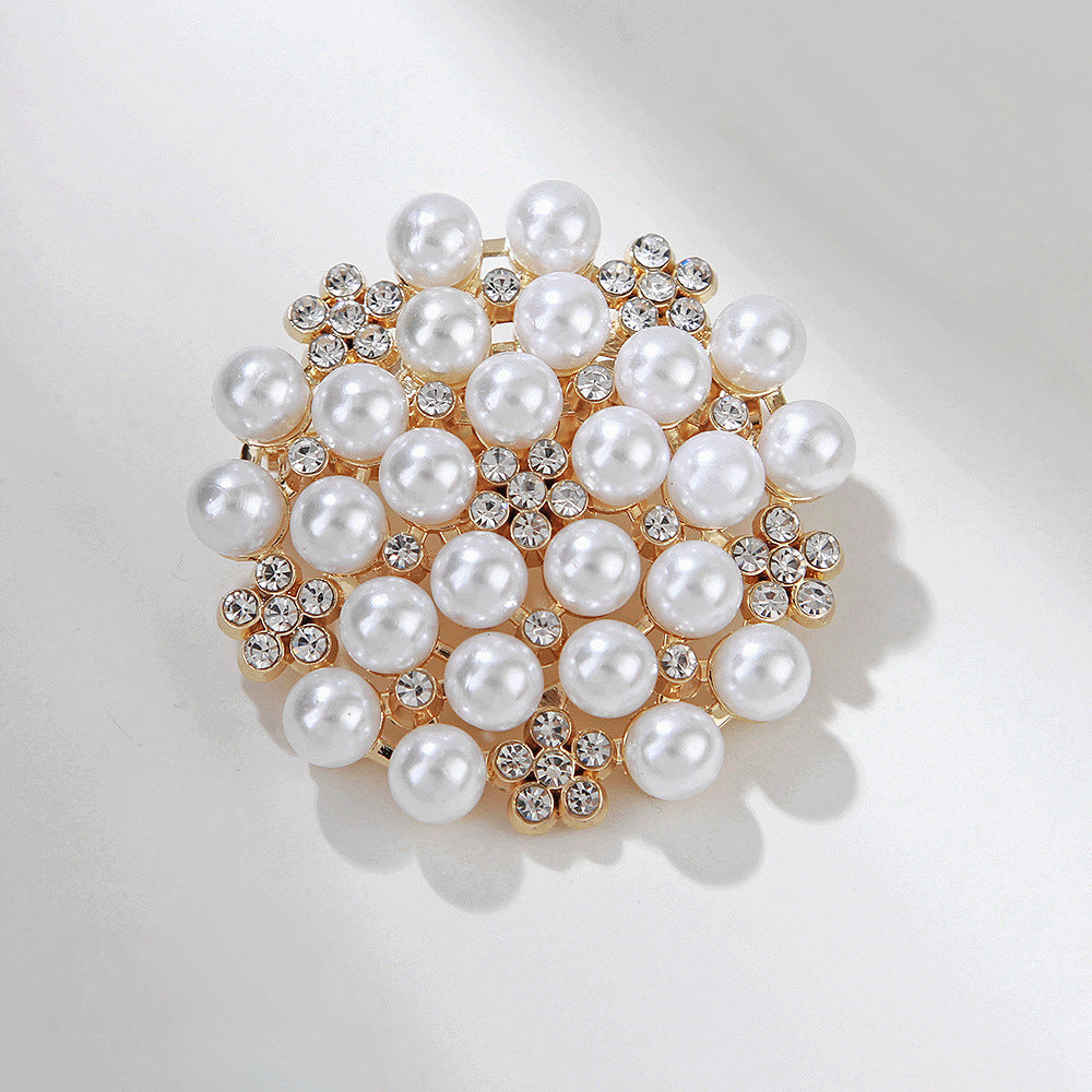 Women's Eco Alloy Camellia Brooch - Crystal Pearl Flower Pin, Korean-Inspired Luxury Fashion Jewelry