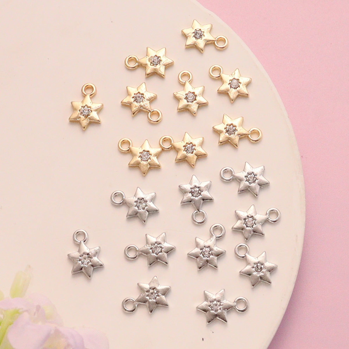 Alloy Pentagram Diamond Inlaid Small Pendant, Star Jewelry Accessories, Clothing Necklace, Mobile Phone Chain, Diy Material Small Pendant