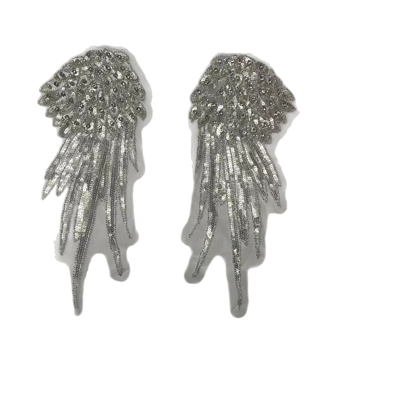 Fashion Pearl & Full Crystal Wing High-Quality Bead Embroidery DIY Sequins Patch - Applique Sewing Craft Supply