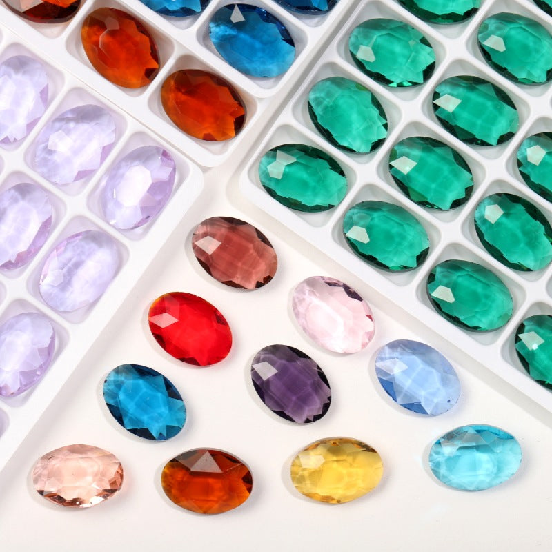 K9 Glass 10x14mm Ice Oval Pointed-Back Rhinestones – Bulk Colorful Marquise Gems for Nail Art