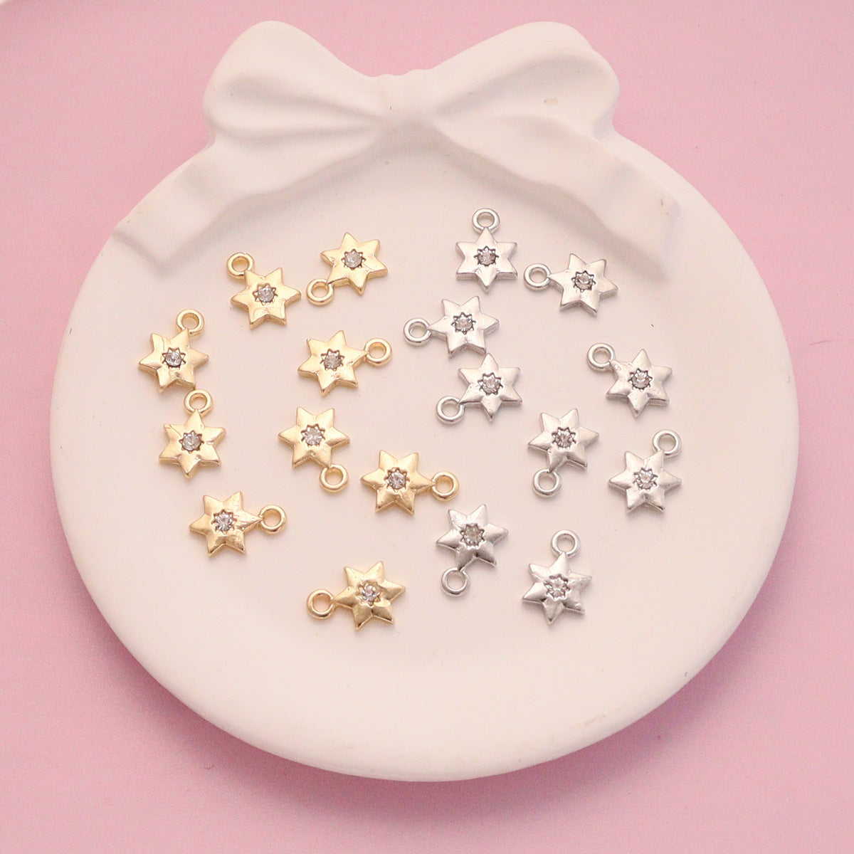 Alloy Pentagram Diamond Inlaid Small Pendant, Star Jewelry Accessories, Clothing Necklace, Mobile Phone Chain, Diy Material Small Pendant