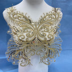 Lace and Sequin Embroidered Appliqué Patch for Front & Back of Wedding Dresses – DIY Decorative Trim with Elegant Lace & Sparkling Sequins for Bridal Gowns, Evening Wear & Custom Sewing Projects