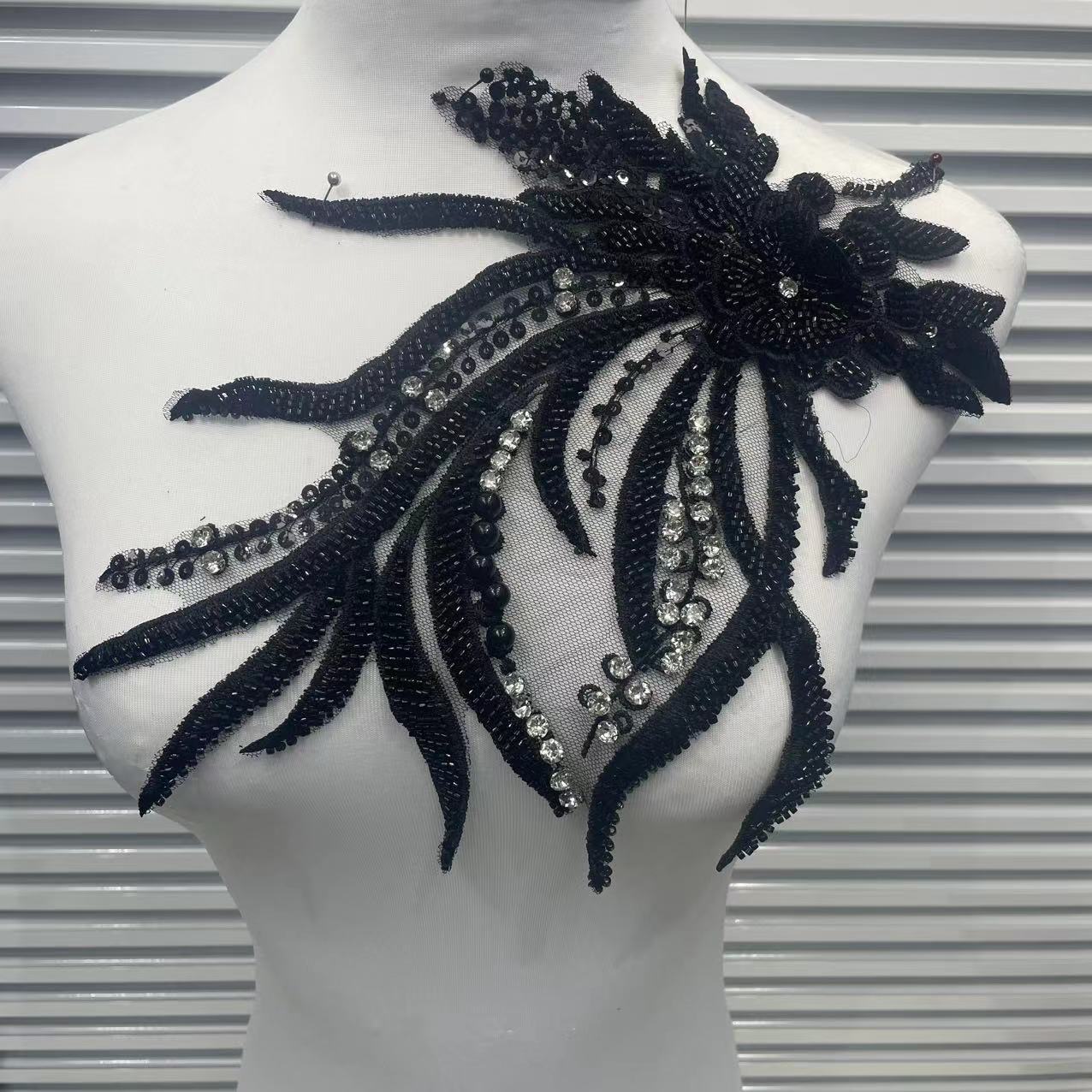 Lace Embroidery with Sequins Trim - Exquisite DIY Accessories for Wedding Dresses, Evening Gowns & Cheongsams