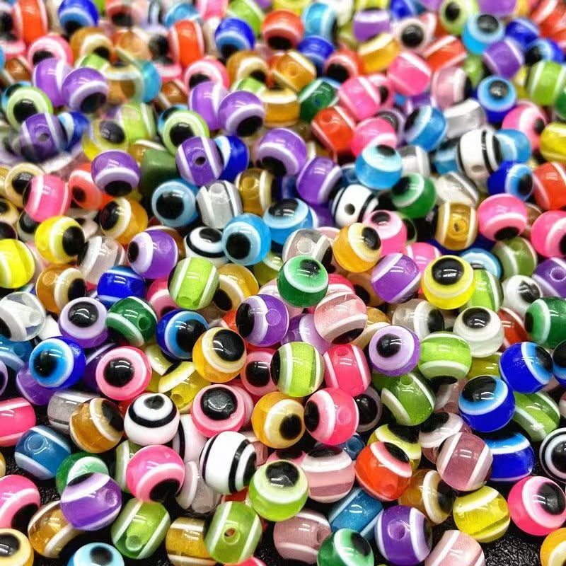Resin Devil's Eye Beads - Turkish Blue Evil Eye Striped Loose Beads for DIY Jewelry