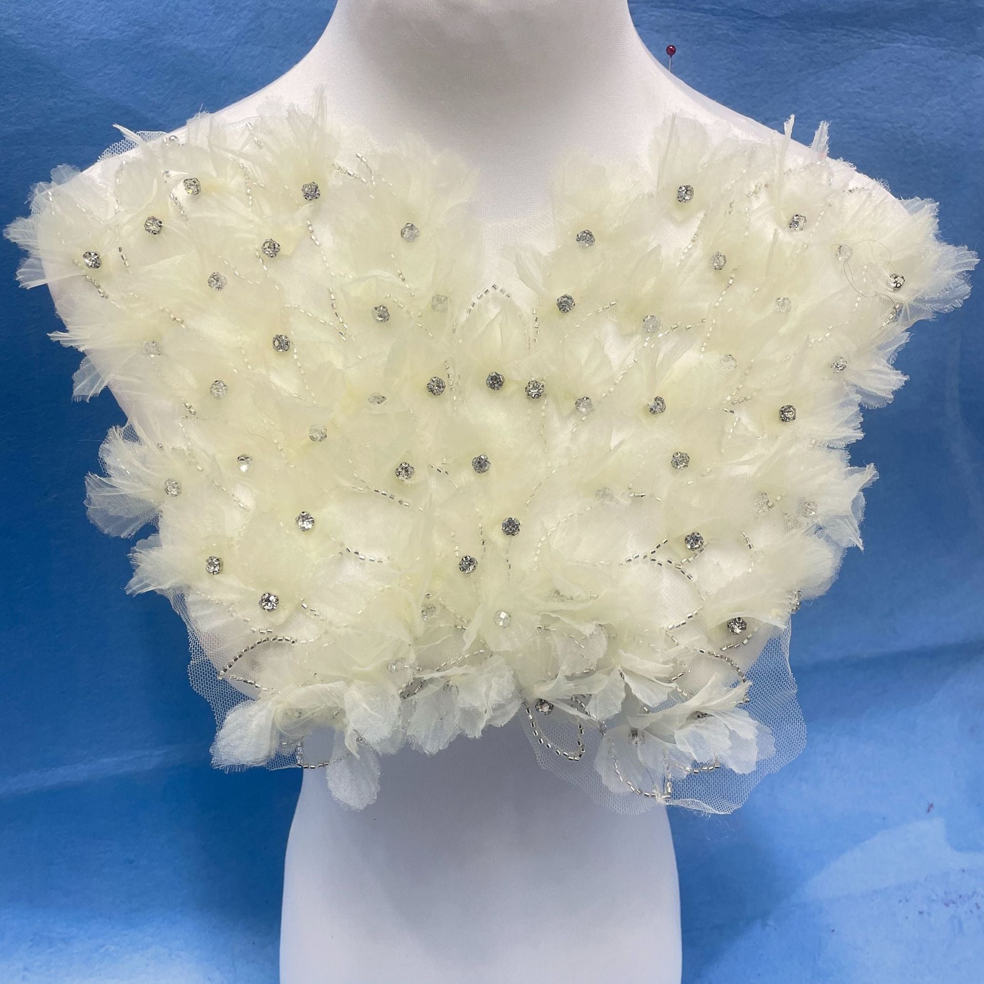 Ultra-Embellished Boho-Chic Bustier Floral Appliqué – Heavy Beaded & Sparkling DIY Trim for Evening Gowns, Stage Costumes & Ethereal Bridal Fashion Accessories