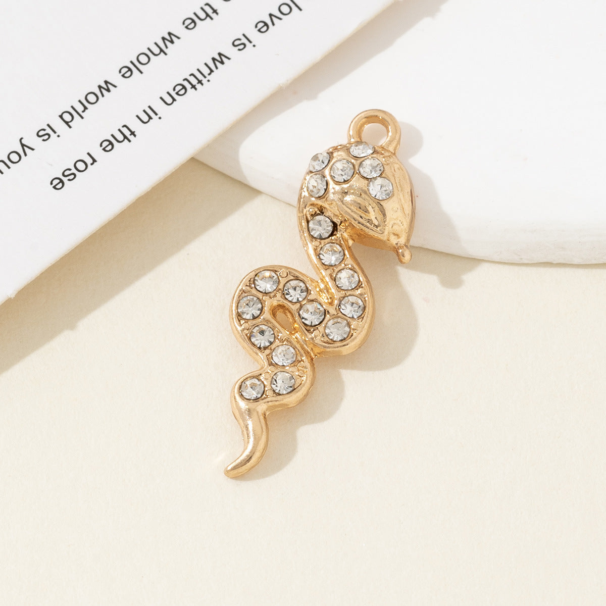 Cross Border New Diamond Inlaid Snake Shaped Alloy Pendant Bracelet Necklace Earring Accessories High-end Diy Material Accessories