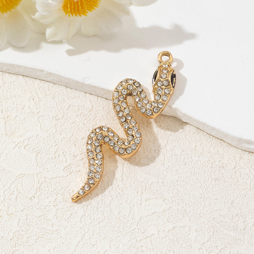 Cross Border New Diamond Inlaid Snake Shaped Alloy Pendant Bracelet Necklace Earring Accessories High-end Diy Material Accessories