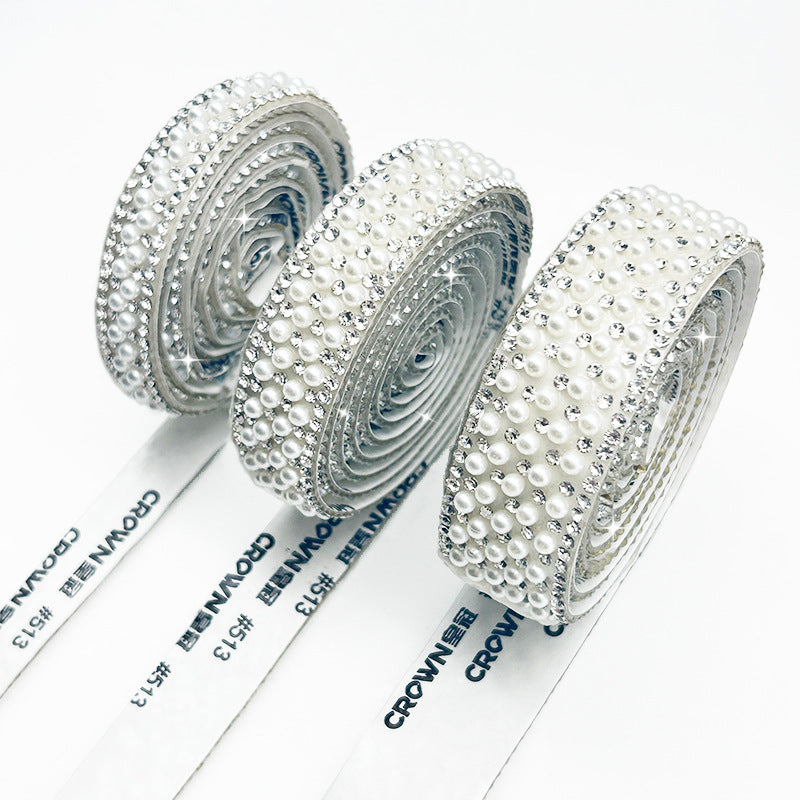Pearl Rhinestone Strip, Self-adhesive Rhinestone Strip, Diy Jewelry Accessory, Shoe And Bag Decoration, Clothing Rhinestone Patch