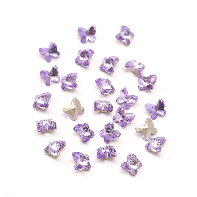 Crystal Butterfly Gradient Pointed-Back Nail Rhinestones – DIY Nail Art Supplies, Special-Shaped Glass Gems for Press-On Manicure Decorations