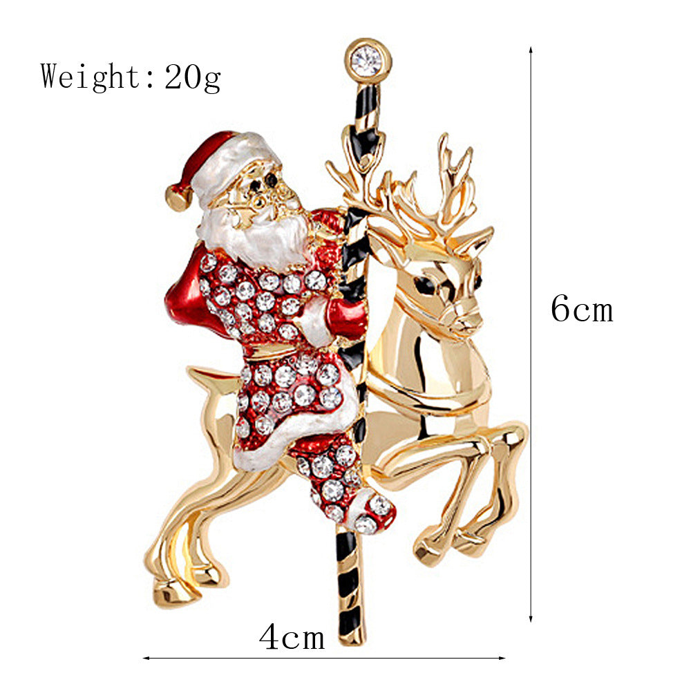 Women's Christmas Brooches Set - New Fashion Santa Tree Reindeer Wreath Snowflake Bell Pins