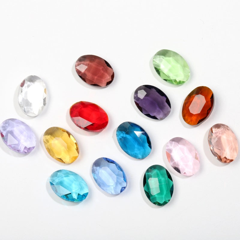 K9 Glass 10x14mm Ice Oval Pointed-Back Rhinestones – Bulk Colorful Marquise Gems for Nail Art