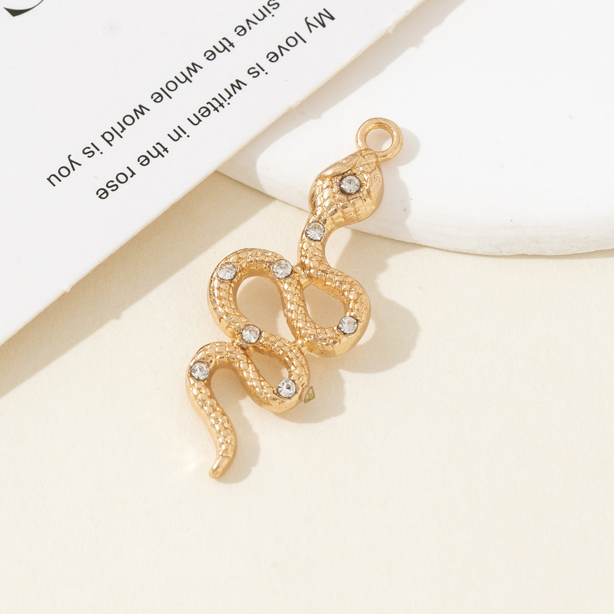 Cross Border New Diamond Inlaid Snake Shaped Alloy Pendant Bracelet Necklace Earring Accessories High-end Diy Material Accessories