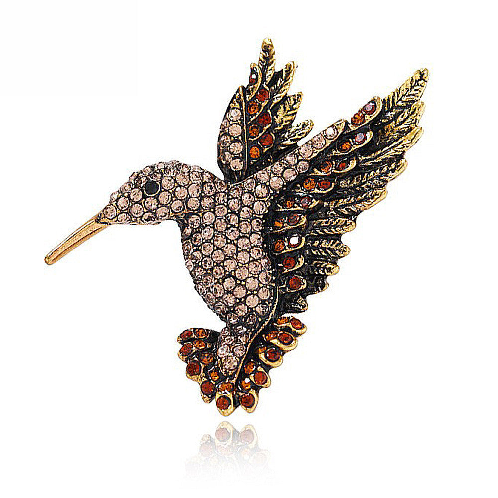 Retro Woodpecker Brooch - Full Crystal Rhinestone Eco Alloy Bird Pin, Vintage Style Women's Fashion Jewelry