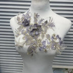 3D Floral Beaded Tulle Applique Patch - Sequin Embroidered DIY Sewing Patch