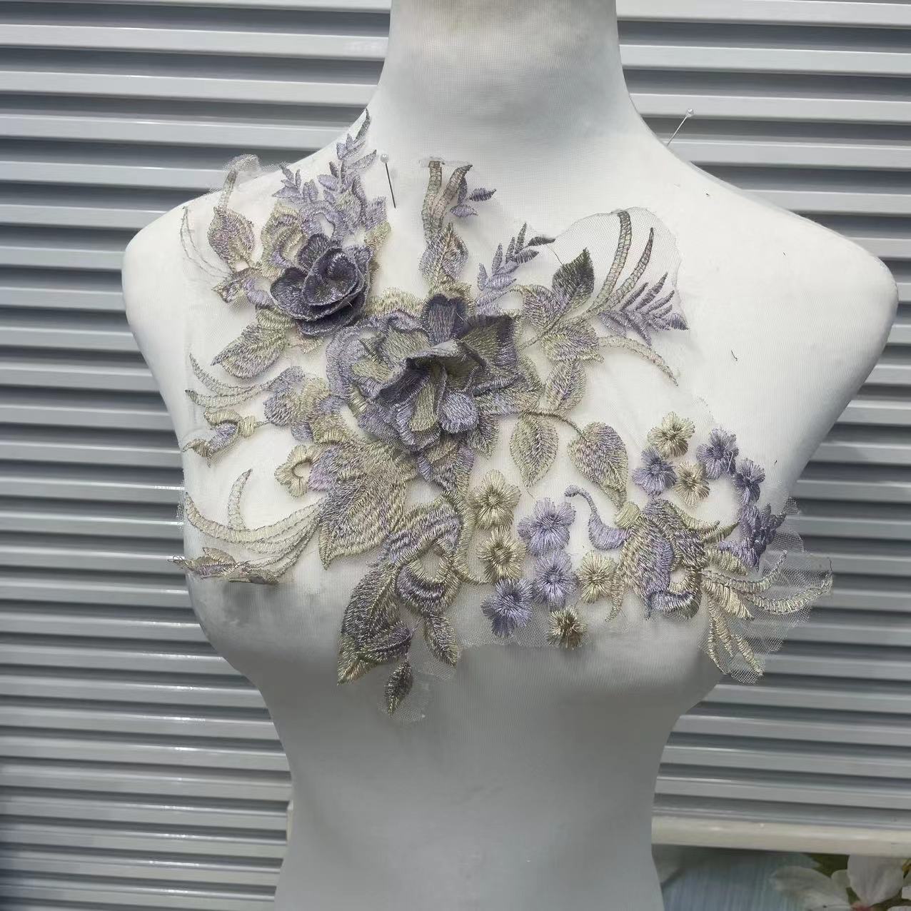 3D Floral Beaded Tulle Embroidered Applique Patch with Sequins - DIY Clothing Repair & Decorative Sewing Craft Supply