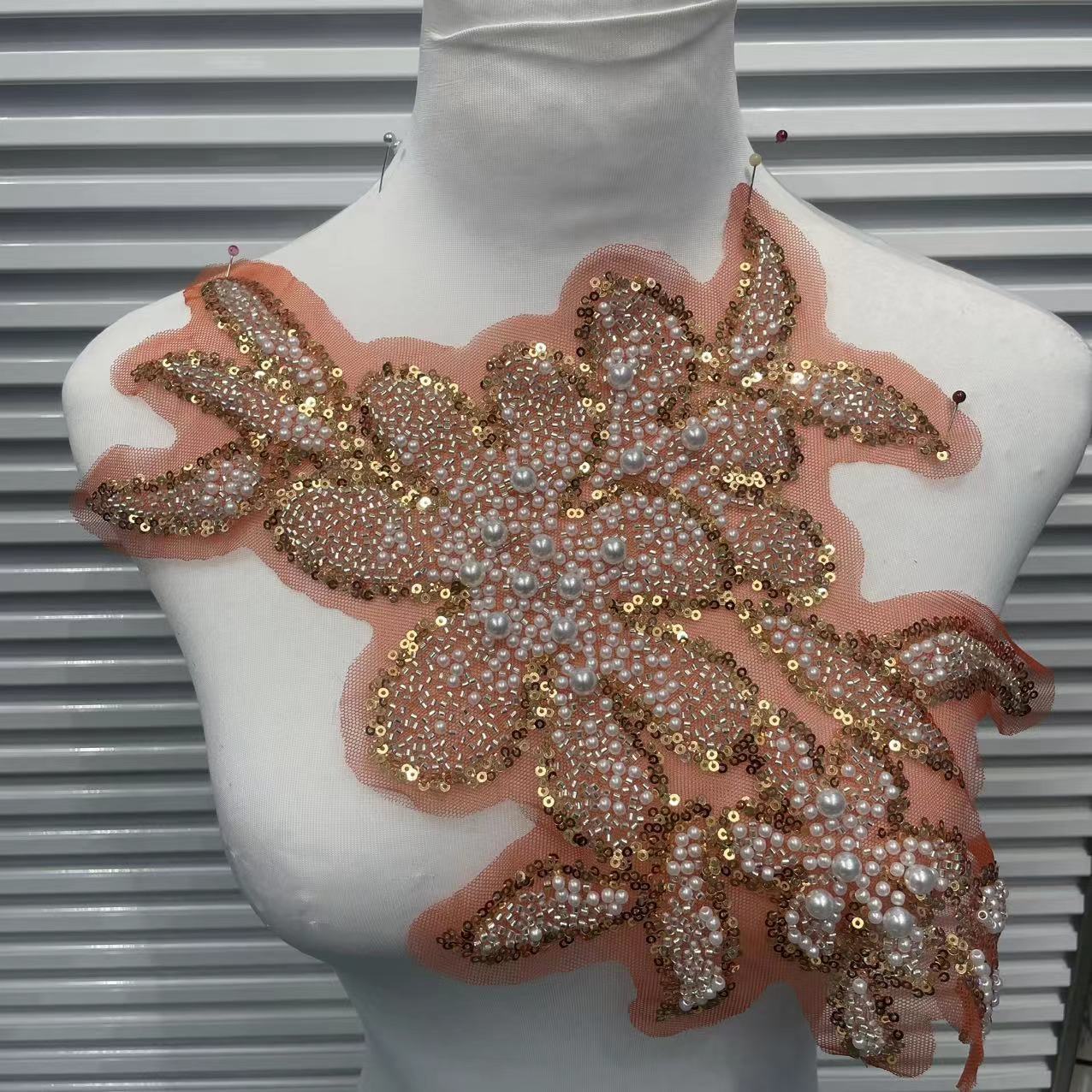 New 3D Beaded Flower Coat Trim - Rhinestone Collar, Waist & Shoulder Accessories for Wedding Dress DIY