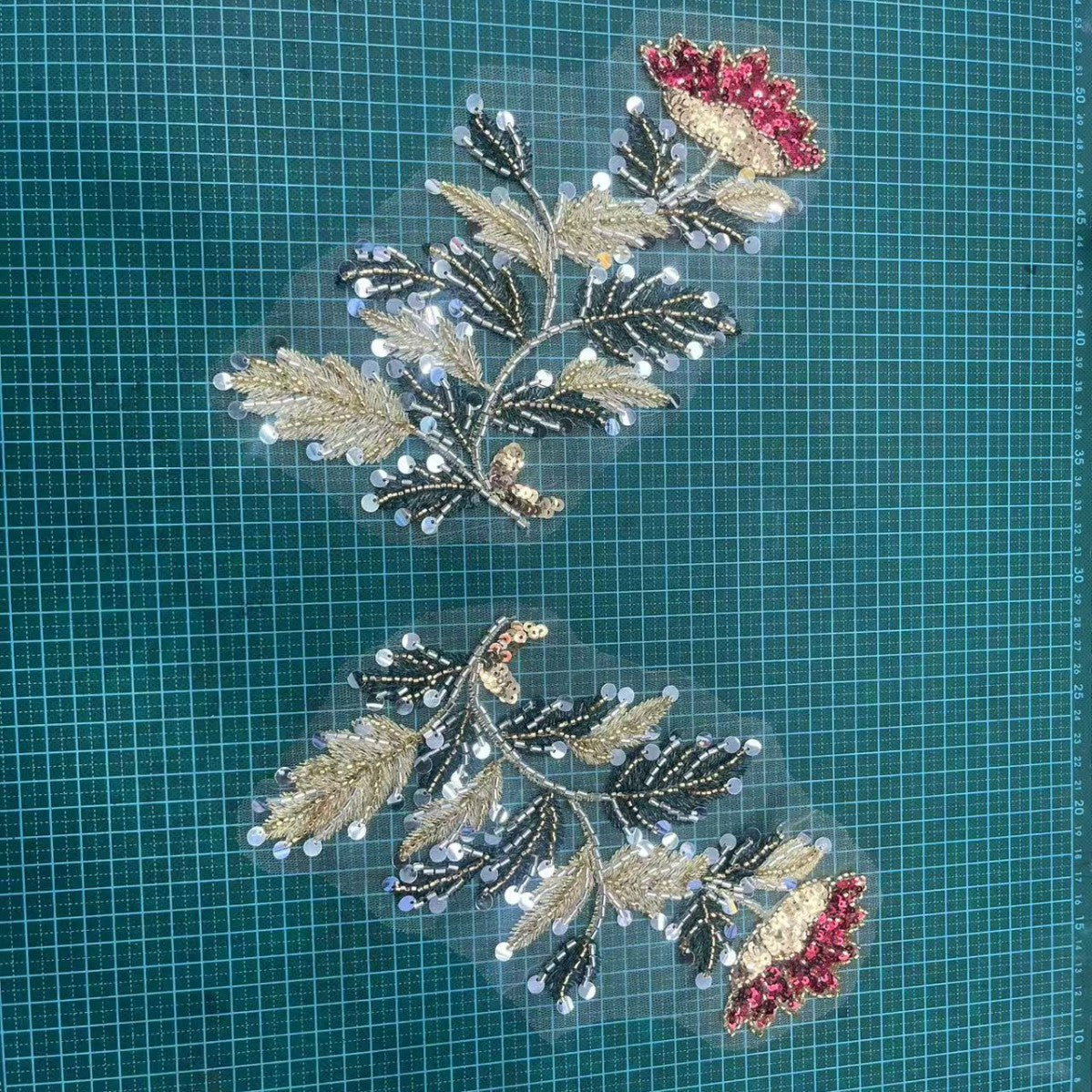 Multicolor Floral Lace Trim with Beaded & Rhinestone Embellishment – Sparkling Appliqué for Wedding Dresses, Evening Gowns & Bridal DIY Sewing Projects