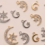 Vintage Star Moon Hollow Pendant Handmade Star Moon Pendant Bracelet Necklace Accessories DIY Alloy Accessories