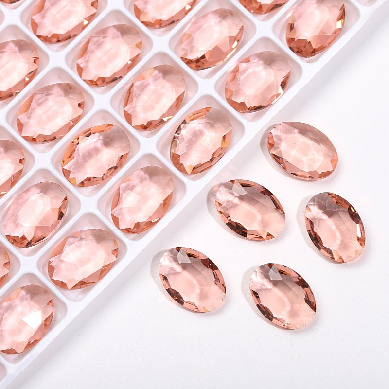 K9 Glass 10x14mm Ice Oval Pointed-Back Rhinestones – Bulk Colorful Marquise Gems for Nail Art