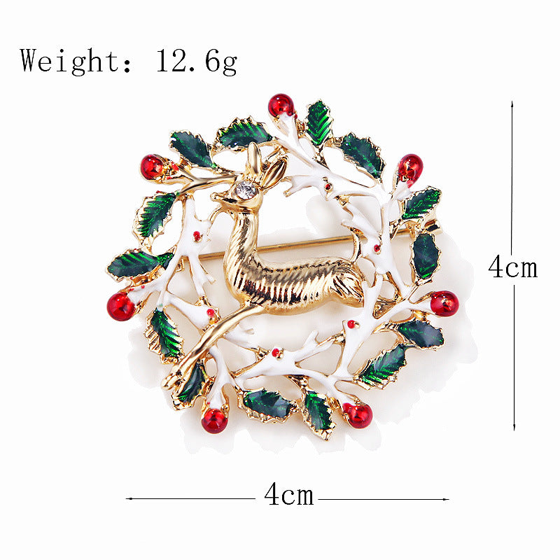 Women's Christmas Brooches Set - New Fashion Santa Tree Reindeer Wreath Snowflake Bell Pins