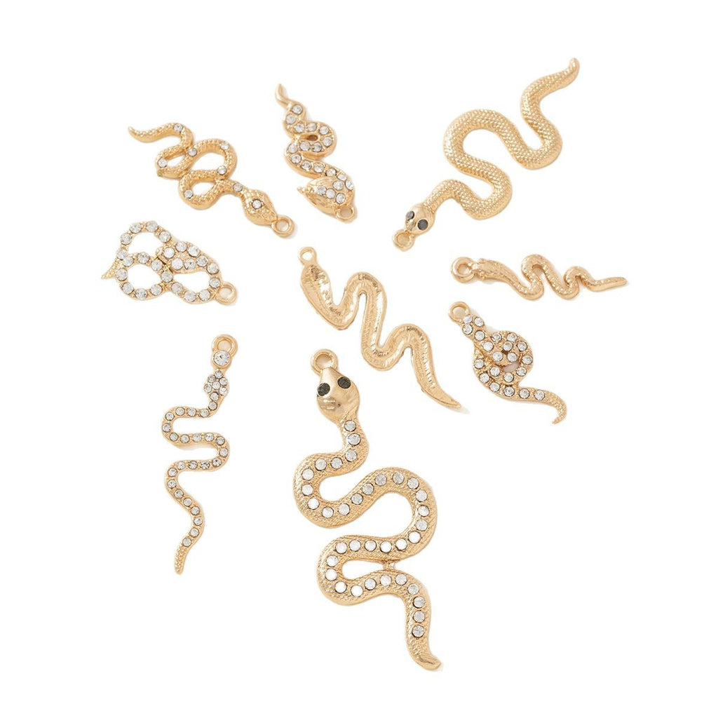 Cross Border New Diamond Inlaid Snake Shaped Alloy Pendant Bracelet Necklace Earring Accessories High-end Diy Material Accessories