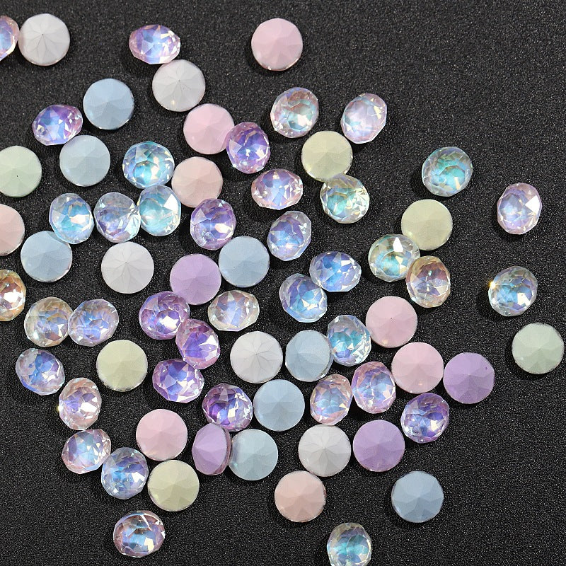 33-Facet 8mm Mocha Gradient Pointed-Back Nail Rhinestones – Mini Stacked Crystal Gems for DIY Manicure, Bag & Apparel Embellishments