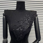 Color-Block 3D Embroidered Appliqué with Tube Beads & Lace – Minimalist Chic Patch for Sweaters, Jackets & DIY Fashion Embellishment