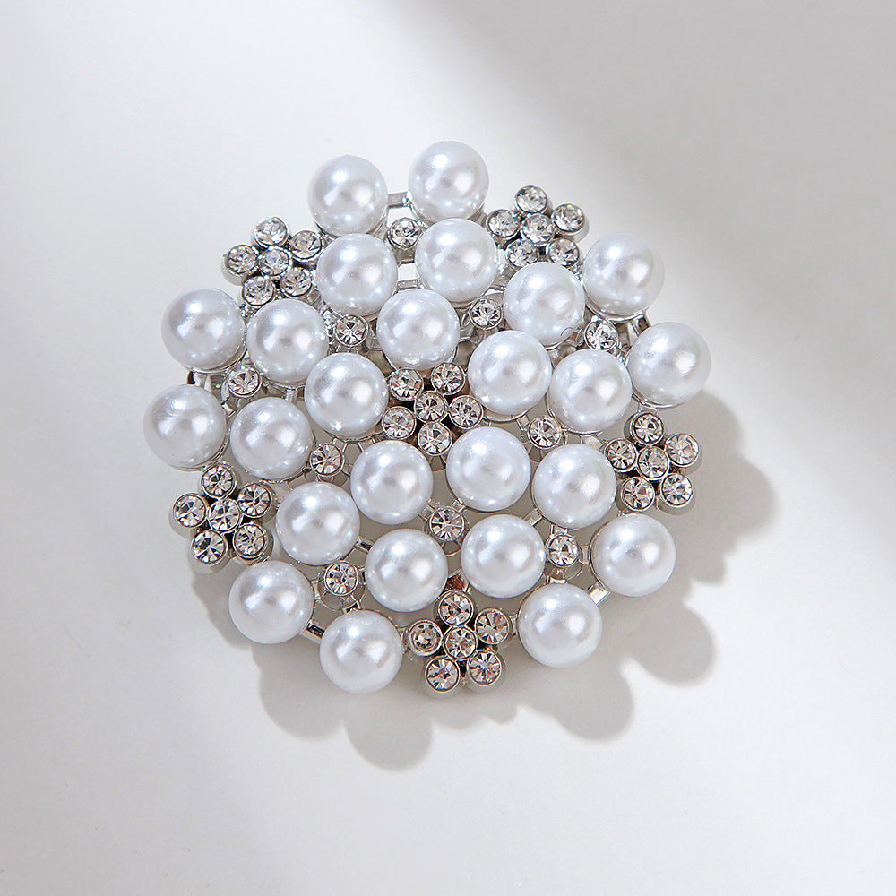 Women's Eco Alloy Camellia Brooch - Crystal Pearl Flower Pin, Korean-Inspired Luxury Fashion Jewelry