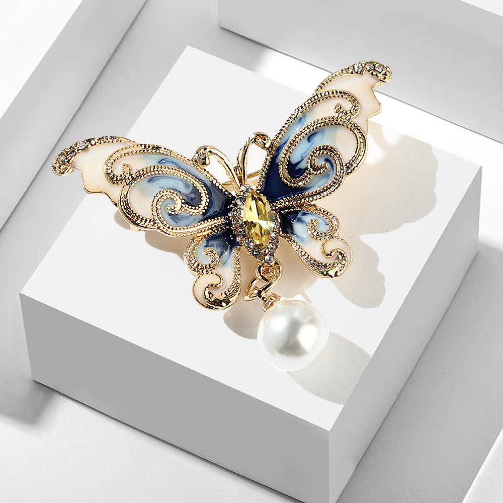 Korean Style Fashionable Cartoon Simple Enamel Alloy Cloud & Butterfly Brooch Pin for Women's Clothing Accessories