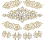 9 Pcs Rhinestone Applique Patches with Back Glue, Sparkling Iron-on Gems for Dancewear, Performance Costumes, Ice Skating Dress, Garment Embellishment