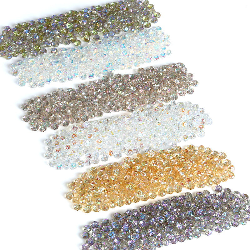 3a Plated Aurora Iridescent Glass Crystal Beads - Faceted Flat Round Loose Beads For Diy Jewelry Accessories