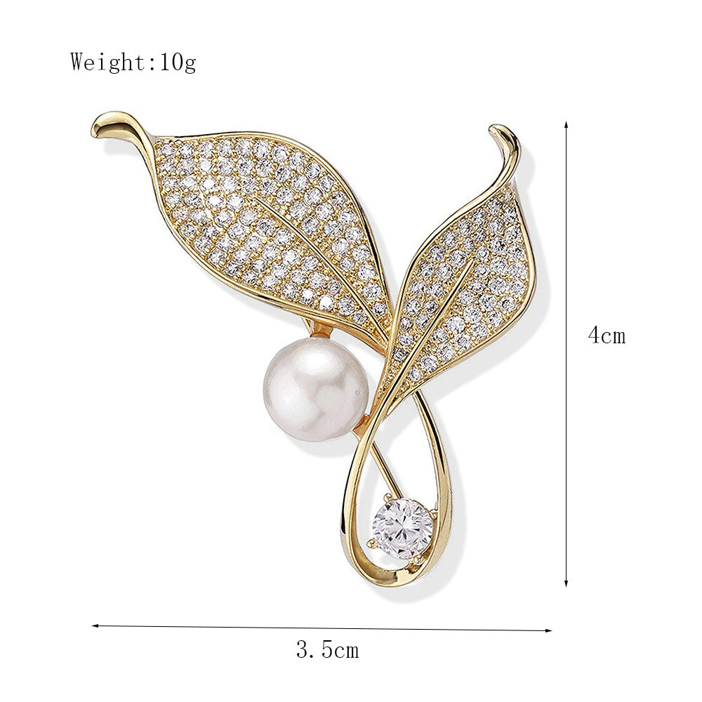 Korea style full pearl swan rhinestone flower brooch pin -women's fashion accessories