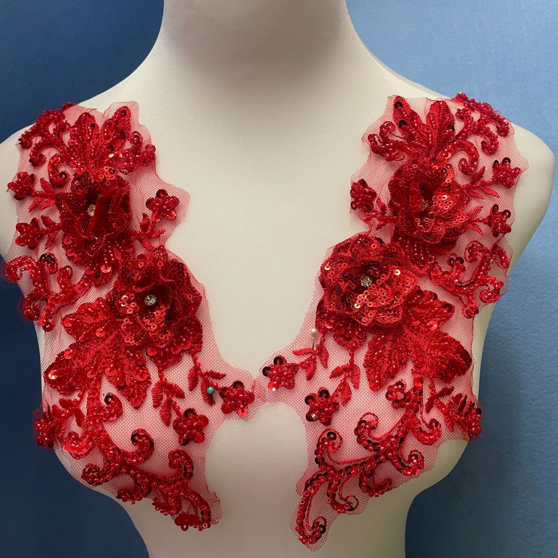 Multi-Color Large Floral Lace Embroidery Hand-Sew DIY Applique Trim - Bridal & Evening Gown Sewing Craft Supplies